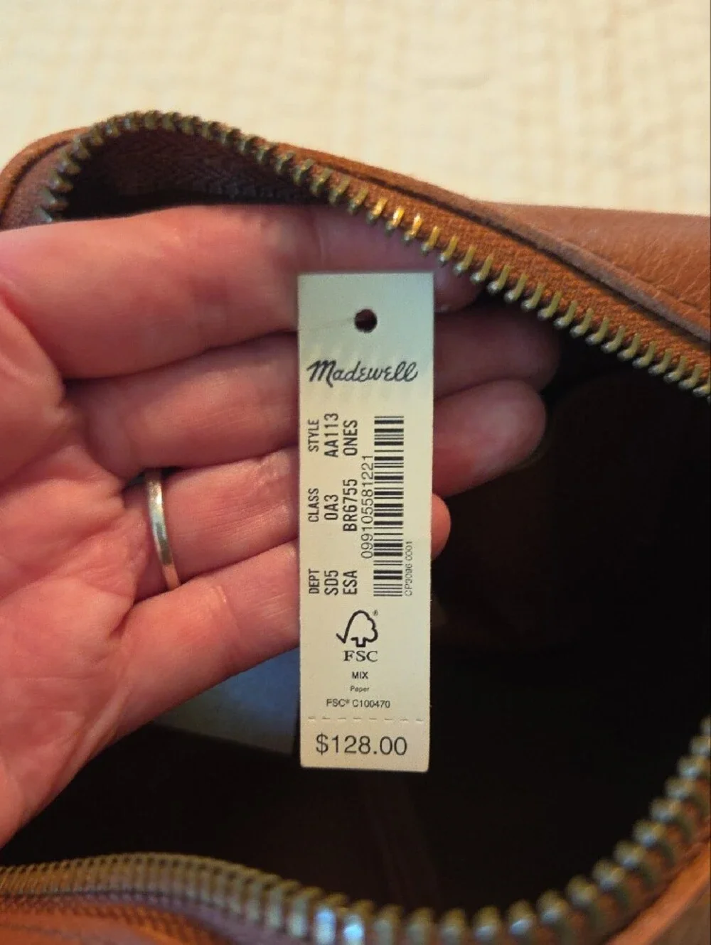 Madewell Tan Leather Crossbody with Cream Fabric Strap - Picture 5 of 6